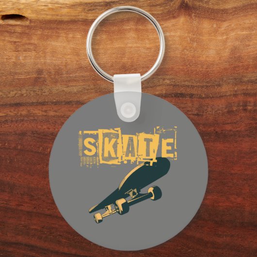 Skateboard with Skate Text Schlüsselanhänger (Vorderseite)