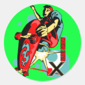 Skateboard X - Diashow Runder Aufkleber (Vorderseite)