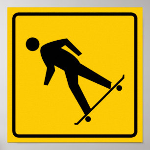 Skateboard-Zonen-Landstraßen-Zeichen Poster