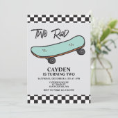 Skateboard Zwei Krasse 2. Geburtstag Einladung (Stehend Vorderseite)