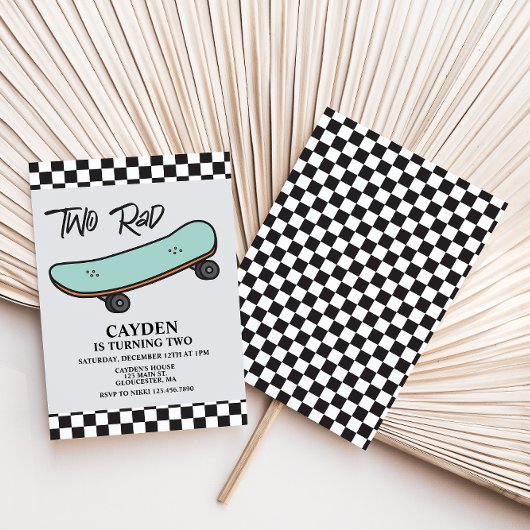Skateboard Zwei Krasse 2. Geburtstag Einladung
