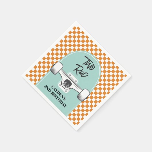 Skateboard Zwei Krasse 2. Geburtstag Serviette (Ecke)