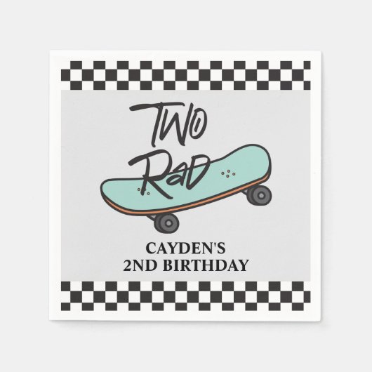 Skateboard Zwei Krasse 2. Geburtstag Serviette (Vorderseite)