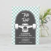 Skateboard - Zwei Krasse 2. Geburtstagsfeier Einladung (Stehend Vorderseite)