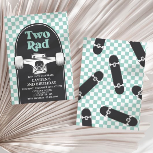 Skateboard - Zwei Krasse 2. Geburtstagsfeier Einladung