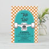 Skateboard zwei krassen 2. Geburtstag Einladung (Stehend Vorderseite)