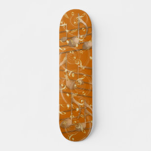 Skateboarddeck Rostorange-Musiknoten