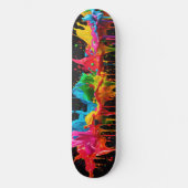 Skateboarddesign von Rainbow Neon Paint Splash Skateboard (Vorderseite)