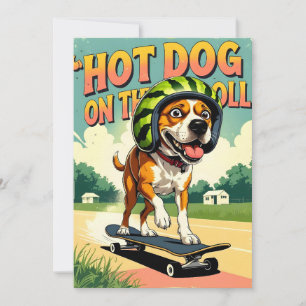 Skateboarden Hund Sommer Funny Retro Strand Ankündigung