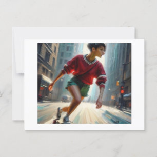 Skateboarden in der Stadt, Postkarte