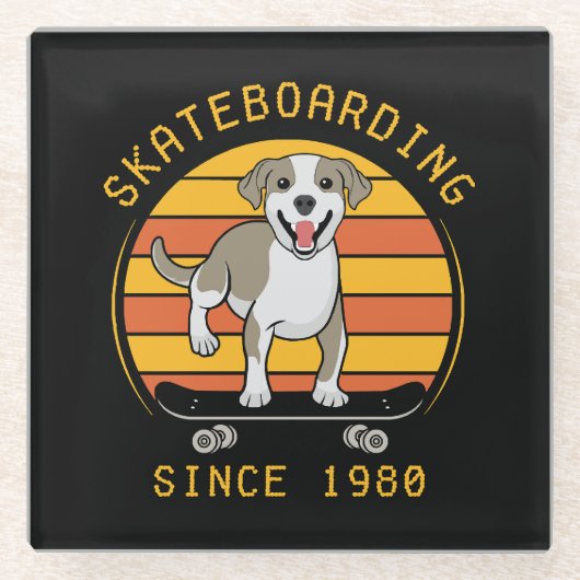 Skateboarden seit 1980 glasuntersetzer (Vorderseite)