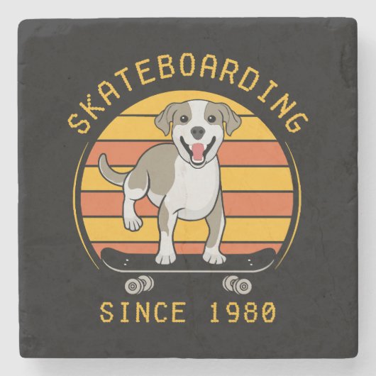 Skateboarden seit 1980 steinuntersetzer (Vorderseite)