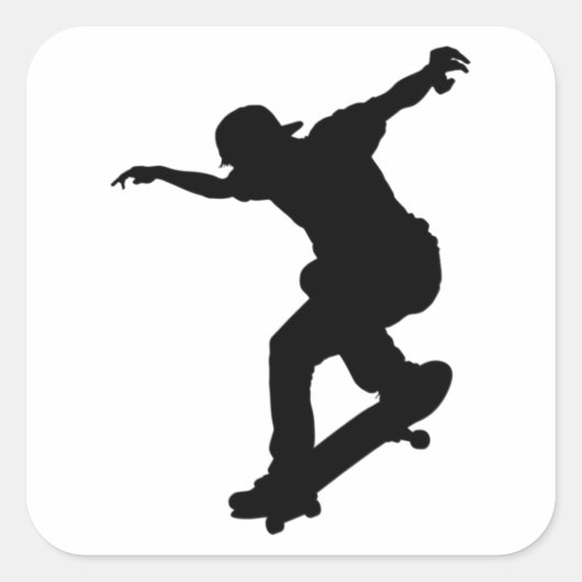 Skateboarden, Skateboarder Quadratischer Aufkleber (Vorderseite)
