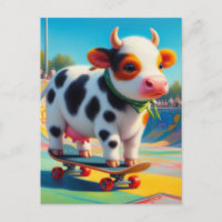 Skateboarden Surreal farbenfrohe und lustige Kuh