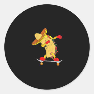 Skateboarden Taco Auf Skateboard Geschenk Skater Runder Aufkleber