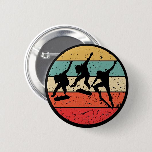 Skateboarden - Vintage Retro-Skateboarder Button (Vorne & Hinten)