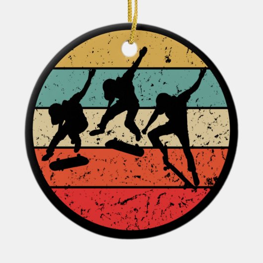 Skateboarden - Vintage Retro-Skateboarder Keramik Ornament (Vorne)