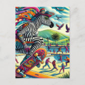 Skateboarden Zebra Farben und Spaß Postkarte (Vorderseite)