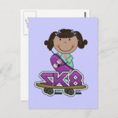 SKATEBOARDER - Afrikanisch-Amerikanische Girl Tshi Postkarte (Vorne/Hinten)