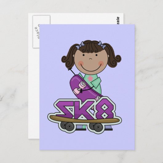 SKATEBOARDER - Afrikanisch-Amerikanische Girl Tshi Postkarte (Vorne/Hinten)