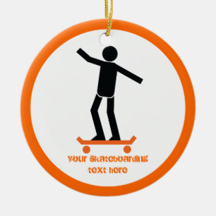 Skateboarder auf seinem Skateboard Keramik Ornament