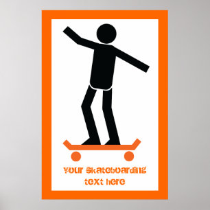Skateboarder auf seinem Skateboard Poster