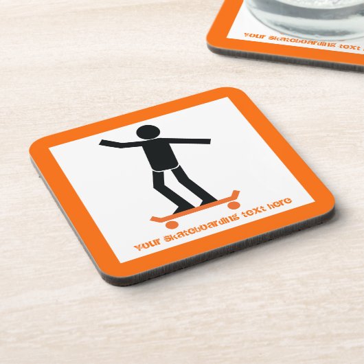 Skateboarder auf seinem Skateboard Untersetzer (Linke Seite)