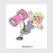 Skateboarder Custom-Cut Vinyl Sticker (Blatt)