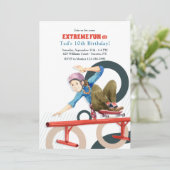 Skateboarder Extreme Fun Einladung (Stehend Vorderseite)