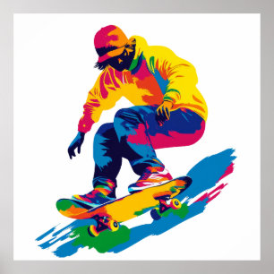 Skateboarder Illustration Aquarellbilder Poster
