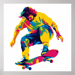 Skateboarder Illustration Aquarellbilder Poster
