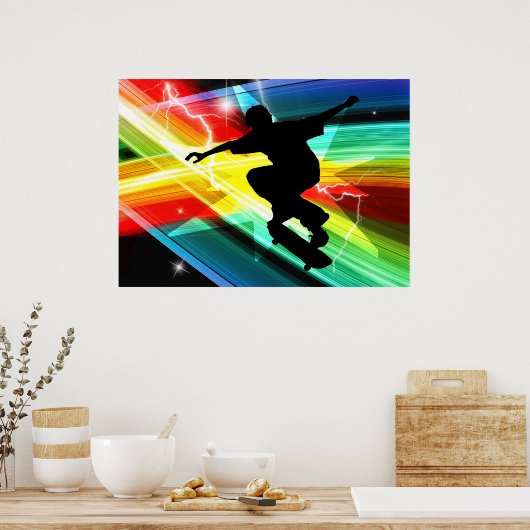 Skateboarder in Criss Cross Blitze Poster (Küche)