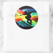 Skateboarder in Criss Cross Blitze Runder Aufkleber (Tasche)