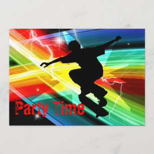 Skateboarder in Criss Cross LBlitze Party Einladung