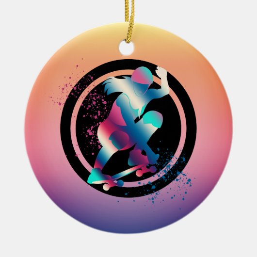 Skateboarder Keramik Ornament (Vorne)