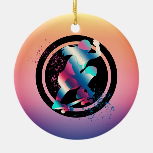 Skateboarder Keramik Ornament (Hinten)