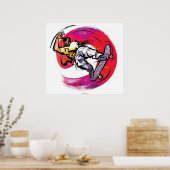 Skateboarder mit farbigem Hintergrundposter Poster (Küche)