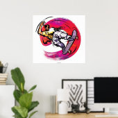 Skateboarder mit farbigem Hintergrundposter Poster (Heimbüro)