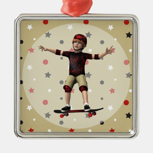 Skateboarder Ornament Aus Metall (Vorne)