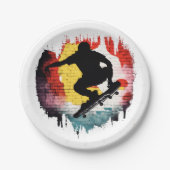 Skateboarder Pappteller (Vorderseite)