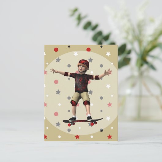 Skateboarder Postkarte (Stehend Vorderseite)