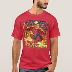 Skateboarder Punk Rock Skelett im Regen Straßensze T-Shirt