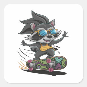 Skateboarder Quadratischer Aufkleber
