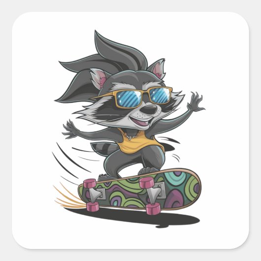 Skateboarder Quadratischer Aufkleber (Vorderseite)