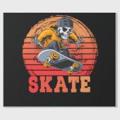 Skateboarder Retro Vintag Skateboarding Geschenkpapier (Flach)