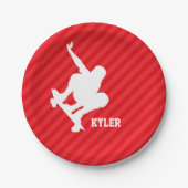 Skateboarder; Rote Streifen Pappteller (Vorderseite)