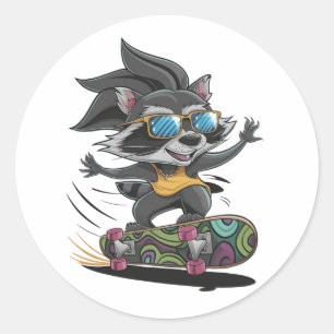 Skateboarder Runder Aufkleber