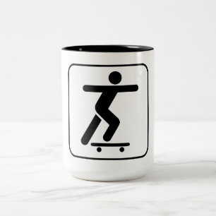 Skateboarder Schwarz und Weiß signieren Zweifarbige Tasse