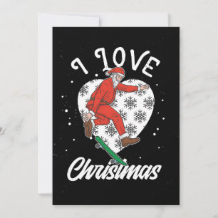 Skateboarder Skateboard Ich liebe Weihnachten Einladung
