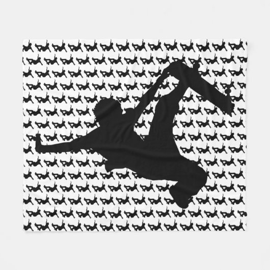 Skateboarder Skateboard Skateboard Silhouette Fleecedecke (Vorderseite (Horizontal))